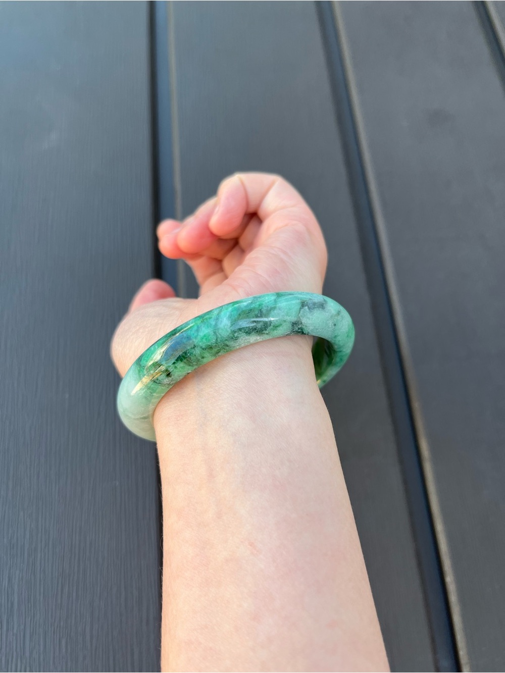 BW072-L 57.6mm Certified Untreated Grade A Burmese Jadeite Bangle Jade Bracelet - Picture 14 of 17